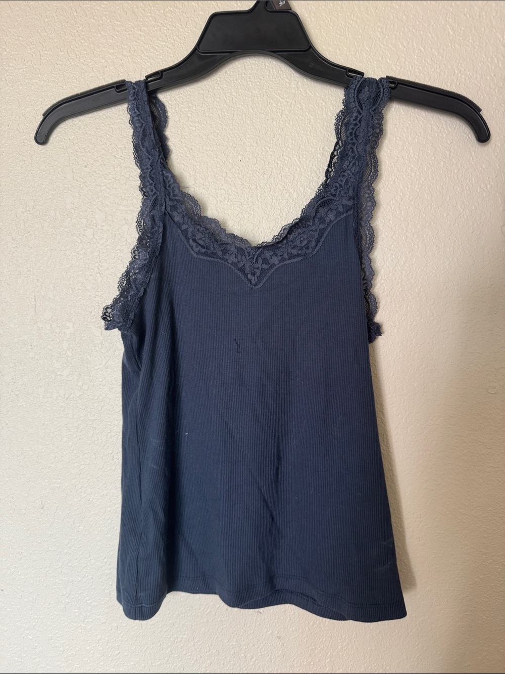 SO Navy Lace-Trim Ribbed Camisole